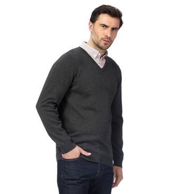 Big and tall grey mock double neck jumper